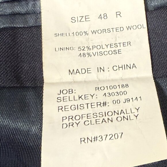 Austin Reed Mens Dillards Blue Worsted Wool Blazer Jacket 48R Gold Buttons - Picture 4 of 15